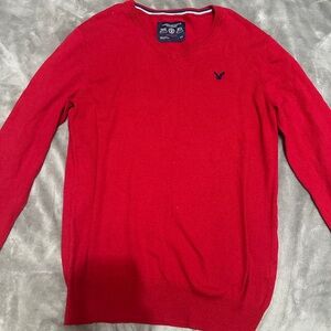 American Eagle Outfitters Red V-Neck Sweater